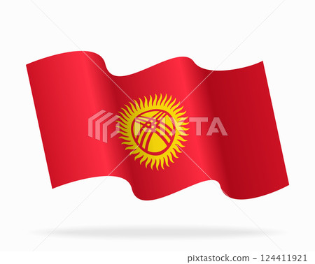 Kyrgyzstani flag wavy background layout. Vector illustration. 124411921