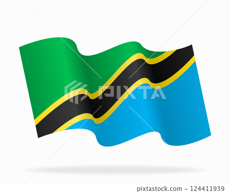 Tanzanian flag wavy background layout. Vector illustration. 124411939