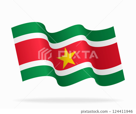 Surinamese flag wavy background layout. Vector illustration. 124411946