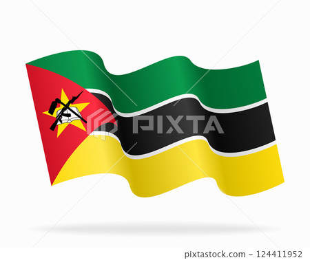 Mozambican flag wavy background layout. Vector illustration. Mozambican flag wavy background layout. Vector illustration. 124411952