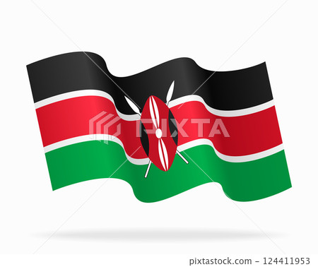 Kenyan flag wavy background layout. Vector illustration. 124411953