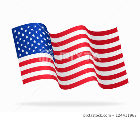 American flag wavy background layout. Vector illustration. 124411962