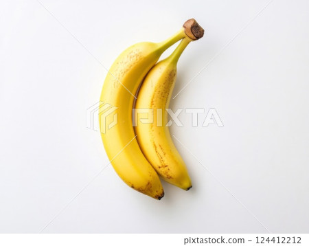 Two ripe bananas on a white background, natural 124412212