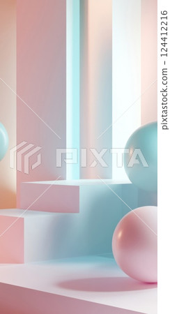 淺色球體與樓梯的組合 124412216