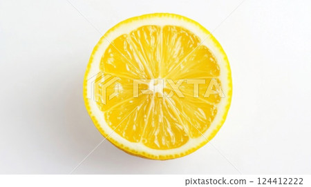 A bright yellow ring showing the cross section of a lemon A bright yellow ring showing the cross section of a lemon 124412222