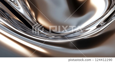 A beautiful abstract design with metallic surfaces creating reflections. 124412290