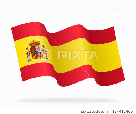 Spanish flag wavy background layout. Vector illustration. 124412400