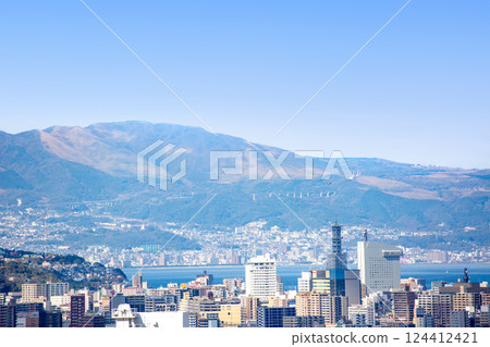 大分市區和別府灣景觀 124412421