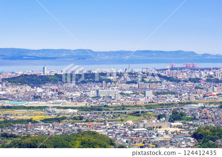 大分縣市區,別府灣和國都半島的景色 大分縣市區,別府灣和國都半島的景色 124412435