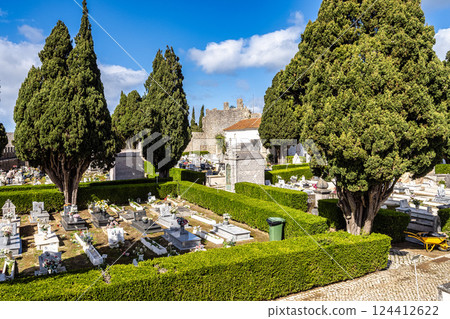 Castle and Igreja Matriz cemetery in Santiago do Cacem, Alentejo, Portugal Castle and Igreja Matriz cemetery in Santiago do Cacem, Alentejo, Portugal 124412622