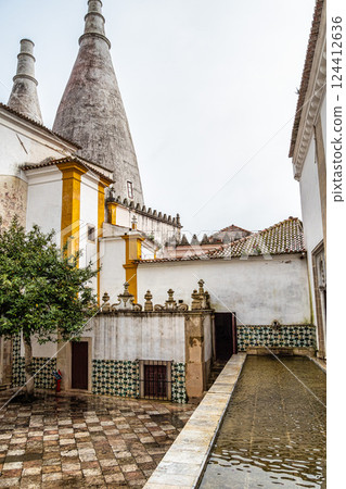 The Palace of Sintra, Palacio Nacional de Sintra, also called Town Palace is located in the town of Sintra in Portugal 124412636
