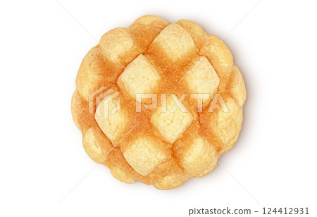 Melon bread illustration realistic white background 124412931