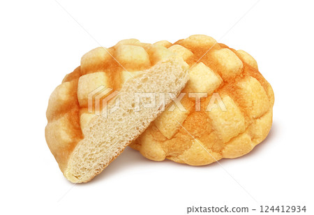 甜瓜麵包插圖逼真的白色背景 124412934