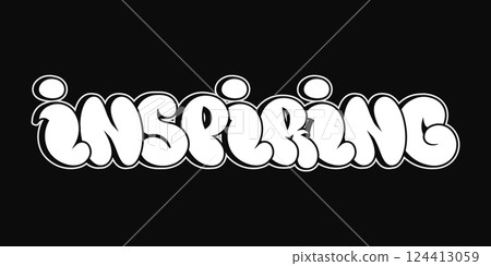 Large graffiti artwork with the word inspiring in bold white lettering against a black background 124413059