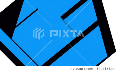 arafed view of a blue building with a clock on it 124413188