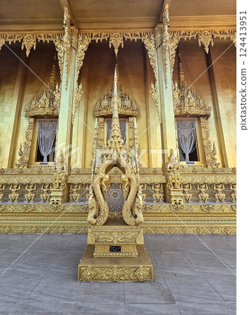 Golden-colored temple near Bangkok 124413951