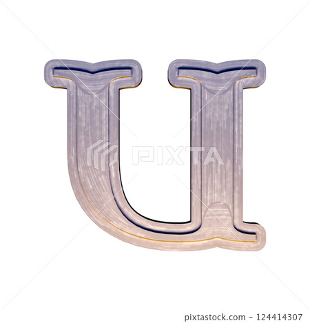Vintage decorative font. Badly painted letter on white background. 124414307