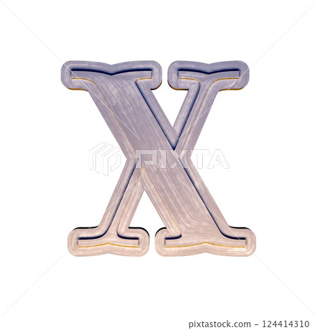 Vintage decorative font. Badly painted letter on white background. 124414310