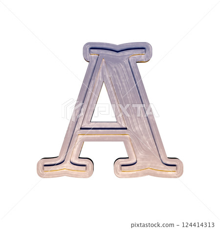 Vintage decorative font. Badly painted letter on white background. 124414313