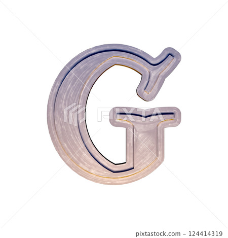 Vintage decorative font. Badly painted letter on white background. 124414319