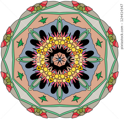 Colorful cute Mandalas. Decorative unusual round ornaments. 124414347
