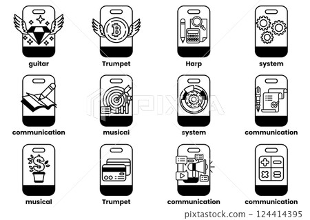 Set of illustrations in the concept of smartphones and things in line art style 124414395