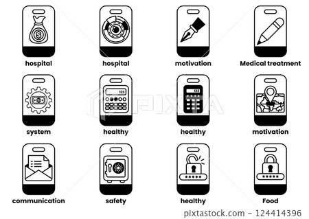Set of illustrations in the concept of smartphones and things in line art style Set of illustrations in the concept of smartphones and things in line art style 124414396