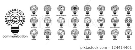 A series of light bulbs with the word A series of light bulbs with the word 124414401