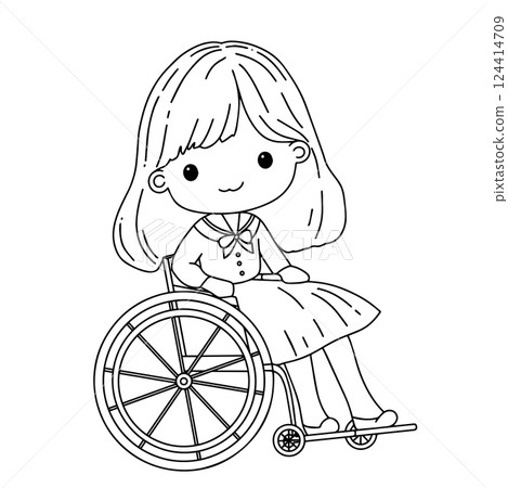 wheelchair, girl, vector 124414709