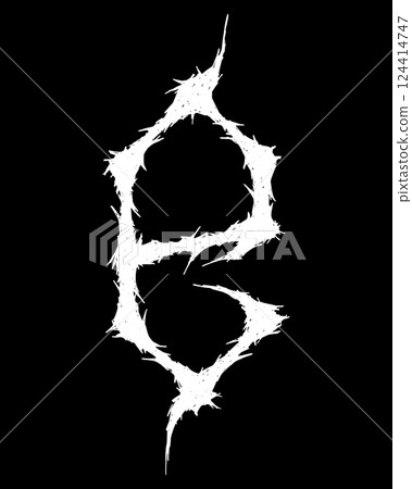 Metal music band font. White letter on black background. Metal music band font. White letter on black background. 124414747