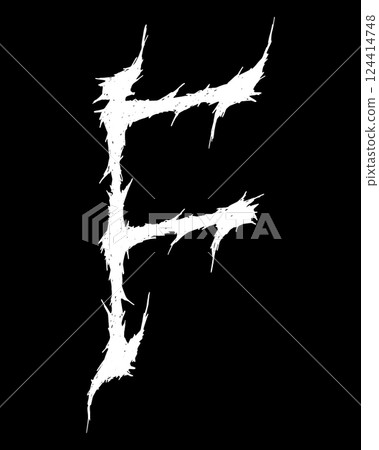 Metal music band font. White letter on black background. 124414748