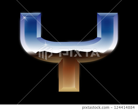 Decorative chrome letter in the dark. Glossy metal font. Decorative chrome letter in the dark. Glossy metal font. 124414884