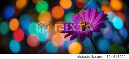 Purple flower with bokeh lights 124415021