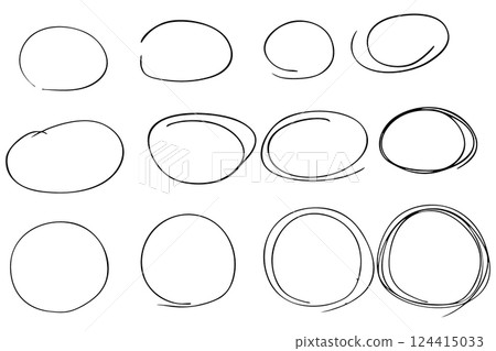 Hand-drawn circular line illustration material vector 124415033