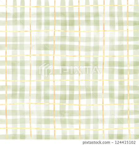 Gold Sage Green Plaid Gingham Hand Drawn Background Pattern Overlay 124415102