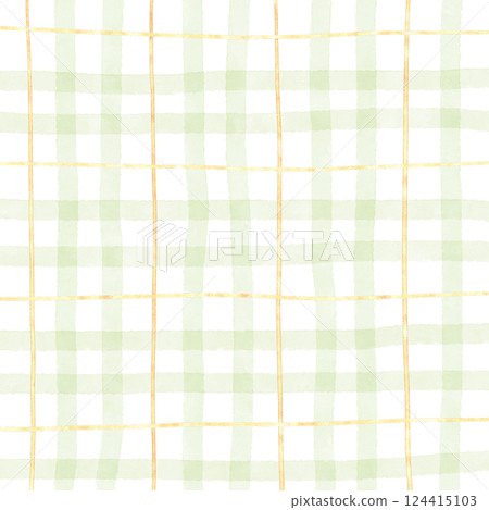 Gold Sage Green Plaid Gingham Hand Drawn Background Pattern Overlay 124415103