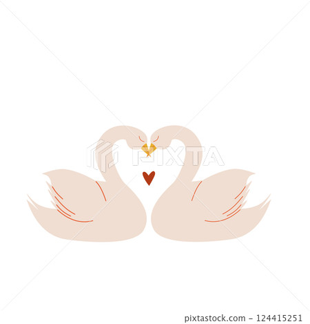 A pair of swan characters. A symbol of love. 124415251