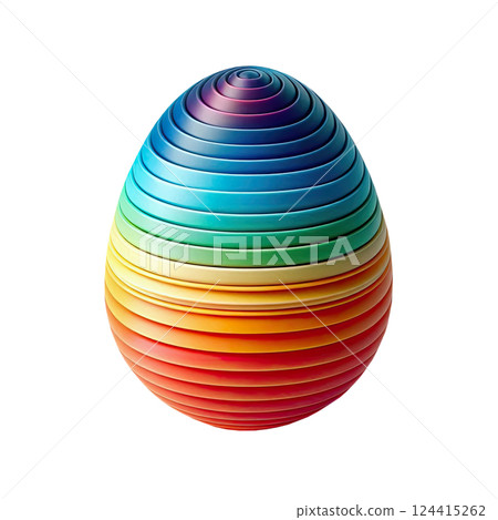Colorful egg-shaped object with a seamless gradient of vibrant rainbow hues, ideal for creative and festive themes Colorful egg-shaped object with a seamless gradient of vibrant rainbow hues, ideal for creative and festive themes 124415262