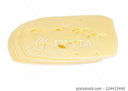 cheese slices isolated on white background cutout cheese slices isolated on white background cutout 124415498