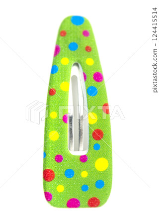 Colored hair clips isolated on white background. 124415514