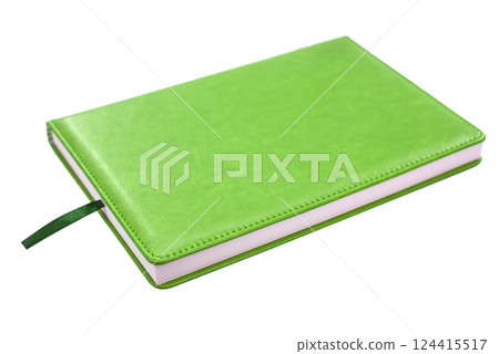 Leather personal office notebook isolated on the white Leather personal office notebook isolated on the white 124415517