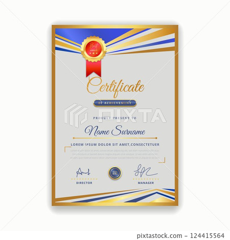 certificate template with ribbon and bow 124415564