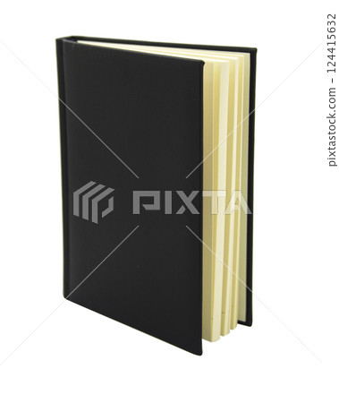 Leather black personal notebook colorful isolated on the white background Leather black personal notebook colorful isolated on the white background 124415632