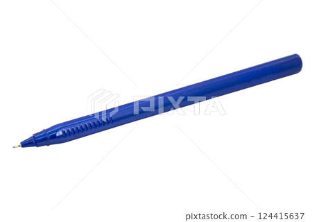Blue ballpoint pen school write isolated on the white background Blue ballpoint pen school write isolated on the white background 124415637