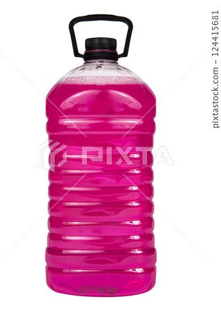 windshield washer fluid in canister isolated on white background. Antifreeze for car screen wash. windshield washer fluid in canister isolated on white background. Antifreeze for car screen wash. 124415681