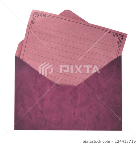 Craft envelope letter with blank sheet isolated on the white background 124415719