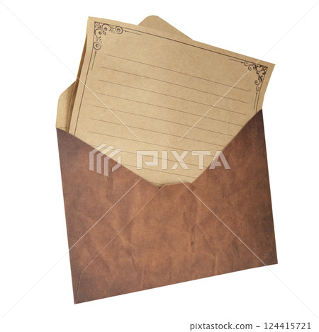 Craft envelope letter with blank sheet isolated on the white background 124415721