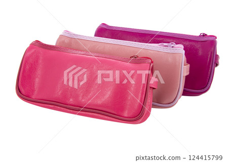 Pen pencil long leather case for school isolated on the white background 124415799