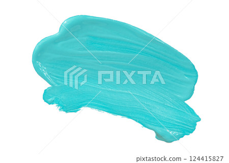 Acrylic blue paint brush track blank art isolated on the white background 124415827