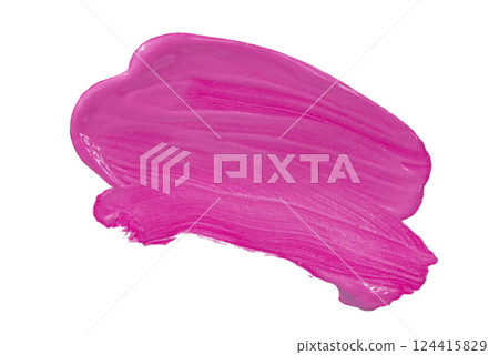 Acrylic pink paint brush track blank art isolated on the white background 124415829